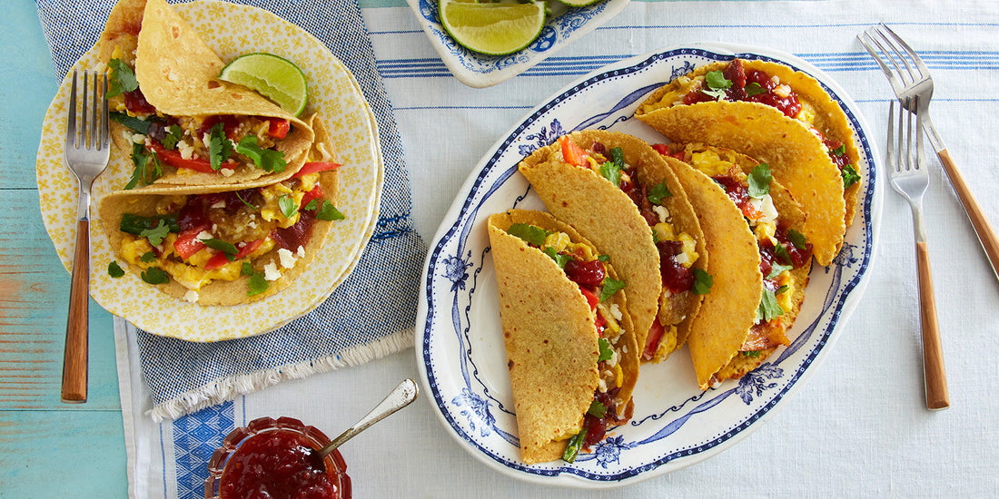Potato, Egg, and Cheese Breakfast Tacos with Tomato Jam Recipe by Woodhill Cottage