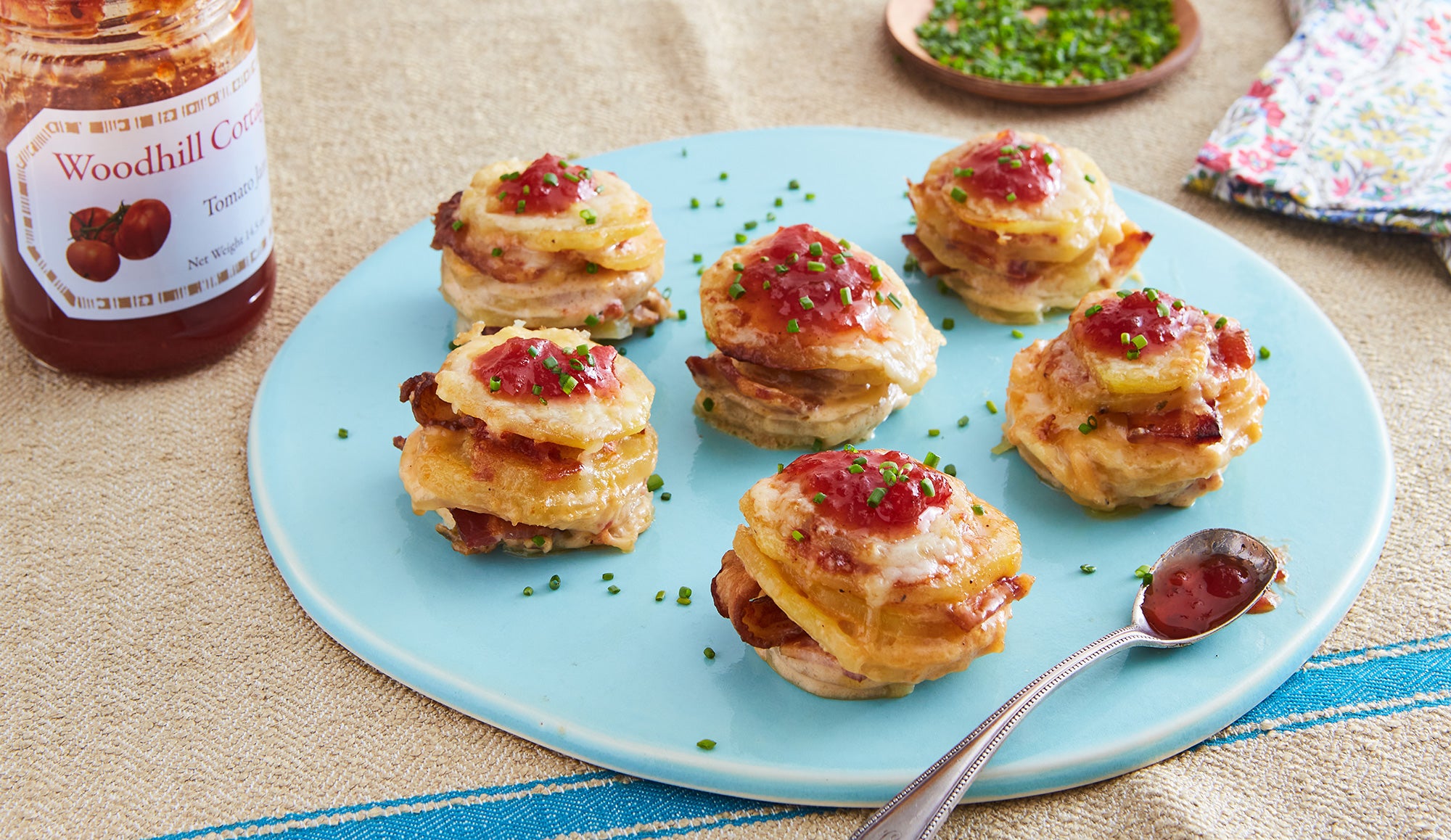Mini Potato Gratin Stacks with Bacon and Tomato Jam | Woodhill Cottage