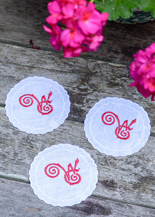 Embroidered Linen Coasters (Set of 4)
