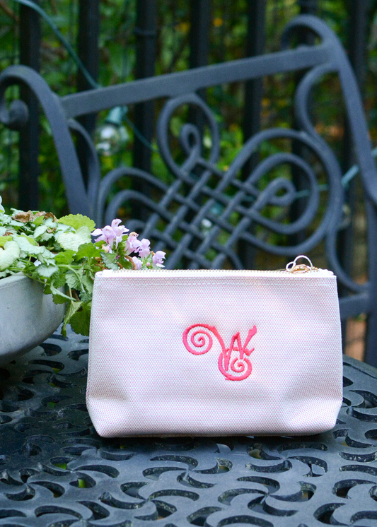 Pink Embroidered Small Pouch